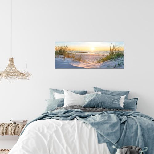 Runa Art Wandbild Landschaft 100 x 40 cm Modern Bild auf Vlies Leinwand Sand Wohnzimmer Schlafzimmer Büro Strand 041712a