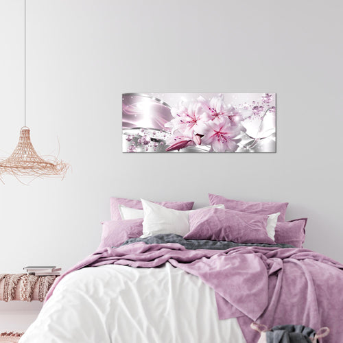Runa Art Wandbild Blumen Pflanzen 100 x 40 cm Modern Bild auf Vlies Leinwand Rosa Wohnzimmer Schlafzimmer Büro Blumen 021812c