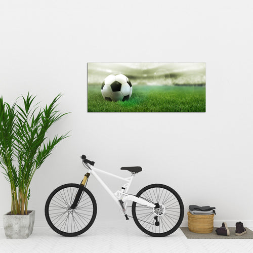 Runa Art Wandbild Fussball 1 Teilig 100 x 40 cm Modern Bild auf Vlies Leinwand Sport Wohnzimmer Schlafzimmer Grün 402412c