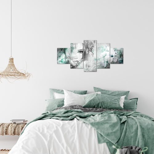 Runa Art Wandbilder Blumen Vintage 5 Teilig Bild auf Vlies Leinwand Deko Wohnzimmer Frau Bunt 039352b