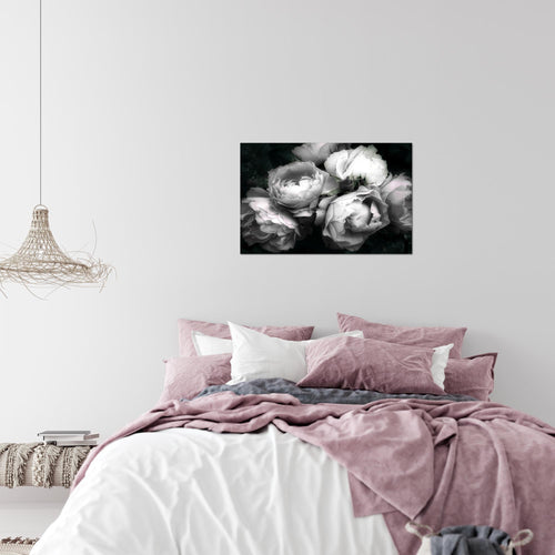 Runa Art Bild Blumen Rosen Modern Wandbilder Wohnzimmer 1 Teilig - Made In Germany - Vintage Schwarz Bunt Flur 039115c