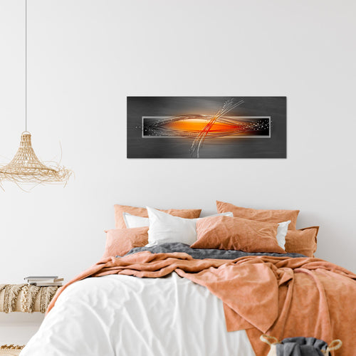 Runa Art Wandbild Abstrakt 100 x 40 cm Modern Bild auf Vlies Leinwand Orange Wohnzimmer Schlafzimmer Büro Wellen 103312a