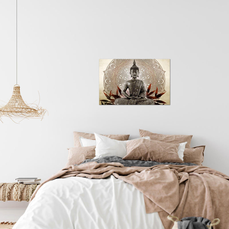 Runa Art Bild Buddha Modern Wandbilder Wohnzimmer Schlafzimmer 1 Teilig - Made In Germany - Feng Shui Beige Braun Flur 031215b