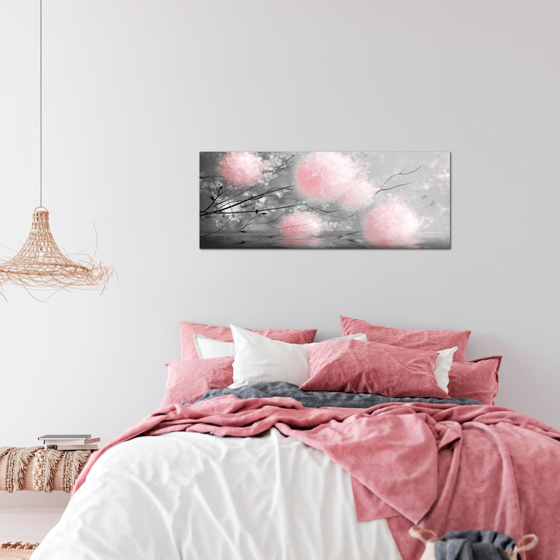 Runa Art Wandbild Pusteblumen 100 x 40 cm Modern Bild auf Vlies Leinwand Abstrakt Wohnzimmer Schlafzimmer Grau Rosa 044212b