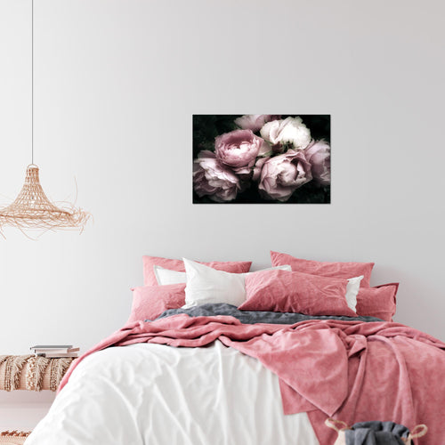 Runa Art Bild Blumen Rosen Modern Wandbilder Wohnzimmer 1 Teilig - Made In Germany - Vintage Schwarz Bunt Flur 039115a
