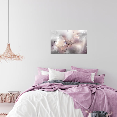 Runa Art Bild Blumen Pusteblumen Modern Wandbilder Wohnzimmer 1 Teilig - Made In Germany - Morgentau Rosa Grau Flur 043115b