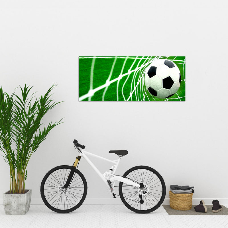 Runa Art Wandbild Fussball 1 Teilig 100 x 40 cm Modern Bild auf Vlies Leinwand Sport Wohnzimmer Schlafzimmer Grün 611412a