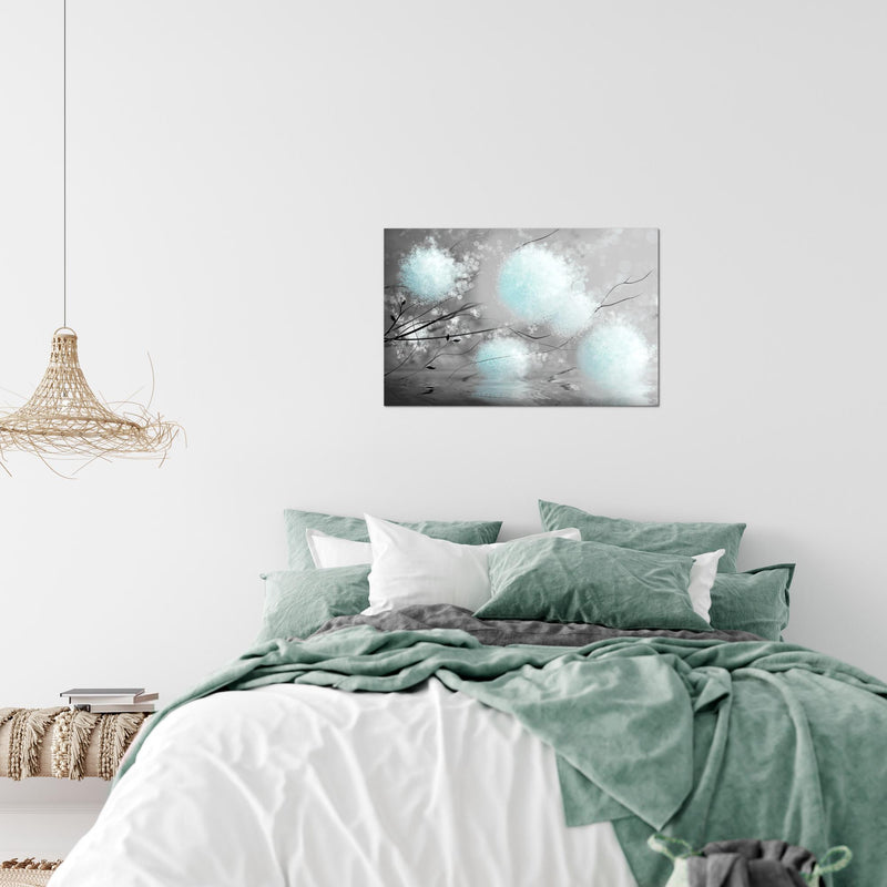 Runa Art Bild Pusteblumen Modern Wandbilder Wohnzimmer Schlafzimmer 1 Teilig - Made In Germany - Abstrakt Grau Türkis Flur 044215c