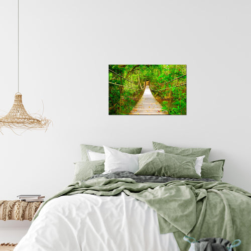 Runa Art Bild Landschaft Brücke Modern Wandbilder Schlafzimmer Wohnzimmer 1 Teilig - Made In Germany - Brücke Grün Beige Flur 607415c