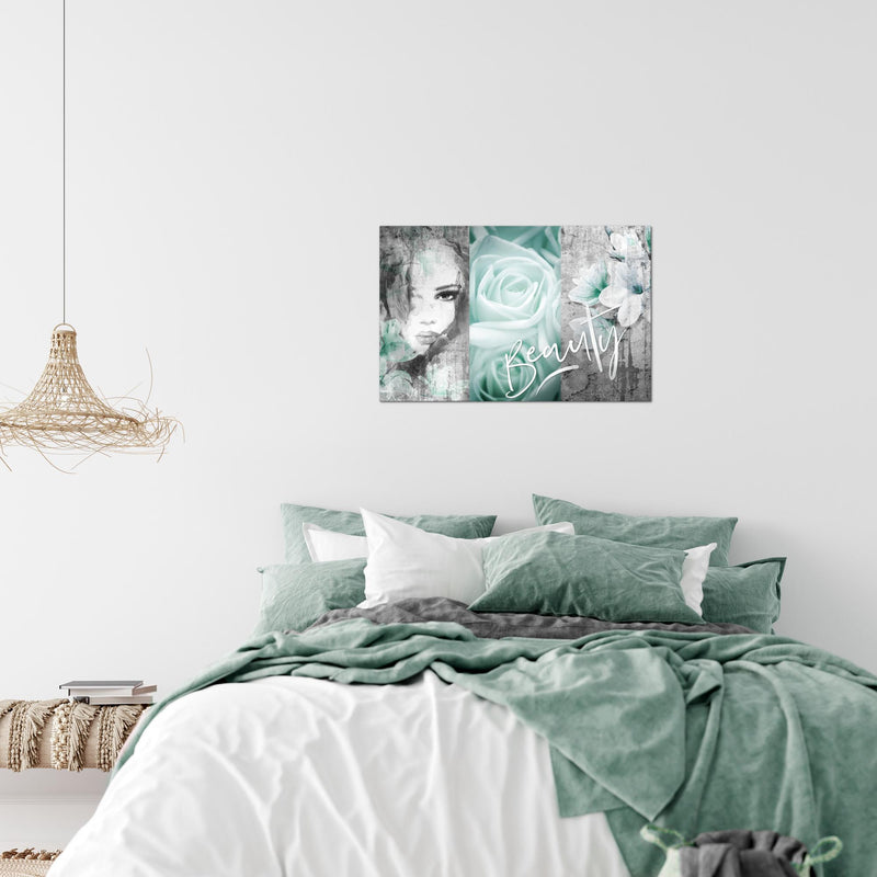 Runa Art Bild Blumen Vintage Modern Wandbilder Wohnzimmer 1 Teilig - Made In Germany - Frau Bunt Flur 039315b