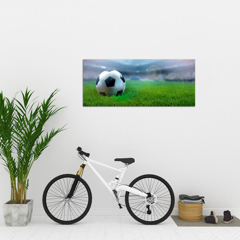 Runa Art Wandbild Fussball 1 Teilig 100 x 40 cm Modern Bild auf Vlies Leinwand Sport Wohnzimmer Schlafzimmer Grün 402412a