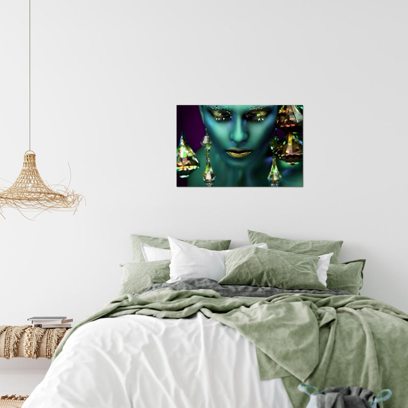 Runa Art Bild Frau Gesicht Lippen Modern Wandbilder Wohnzimmer Schlafzimmer 1 Teilig - Made In Germany - Kosmetik Fashion Türkis Gold Flur 042115a