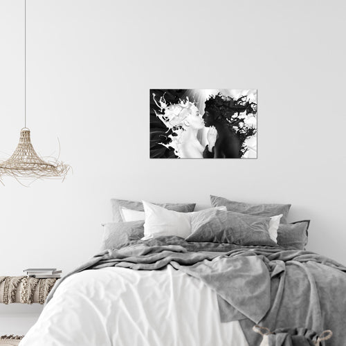 Runa Art Bild Milk und Coffee Modern Wandbilder Wohnzimmer Schlafzimmer 1 Teilig - Made In Germany - Liebe Schwarz Weiss Flur 005015b