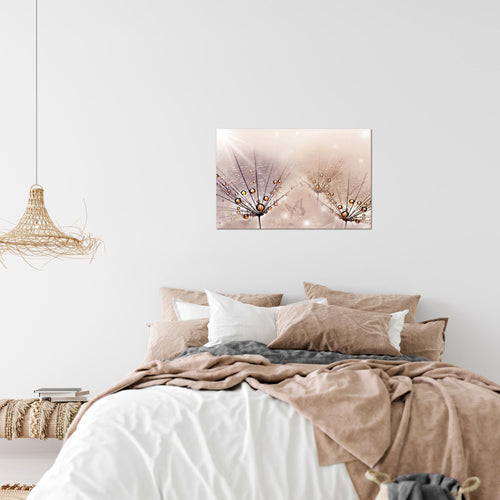 Runa Art Bild Pusteblume Modern Wandbilder Wohnzimmer Schlafzimmer 1 Teilig - Made In Germany - Natur Rosa Flur 016915a