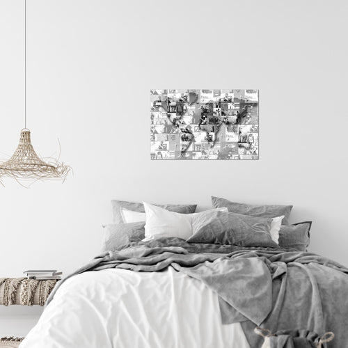 Runa Art Bild Weltkarte Banksy Collage Modern Wandbilder Wohnzimmer Büro 1 Teilig - Made In Germany - Pop Art Grau Flur 104515c