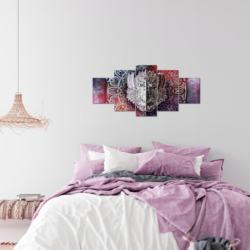 Runa Art Wandbilder Mandala Abstrakt 5 Teilig Bild auf Vlies Leinwand Deko Wohnzimmer Schlafzimmer Orientalisch Lila Violett 040152b