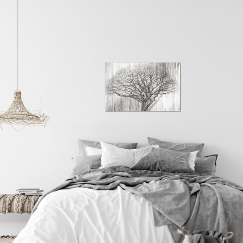 Runa Art Bild Baum Abstrakt Modern Wandbilder Wohnzimmer 1 Teilig - Made In Germany - Holzmotiv Schwarz Weiss Flur 039915b
