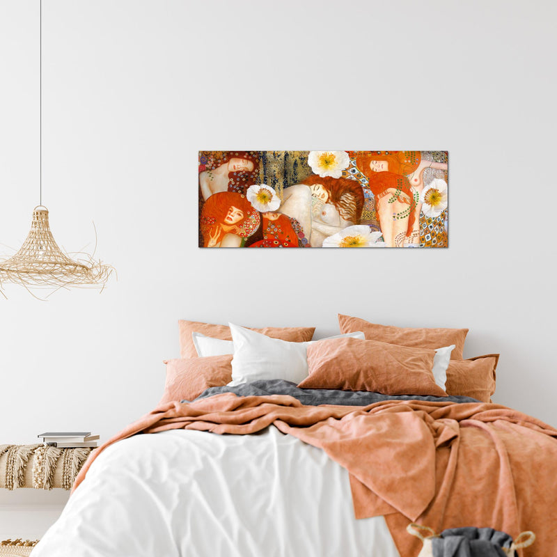 Runa Art Wandbild Collage Gustav Klimt 1 Teilig 100 x 40 cm Modern Bild auf Vlies Leinwand Frau Wohnzimmer Rot 018512a