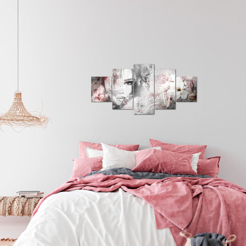 Runa Art Wandbilder Blumen Vintage 5 Teilig Bild auf Vlies Leinwand Deko Wohnzimmer Frau Bunt 039352a