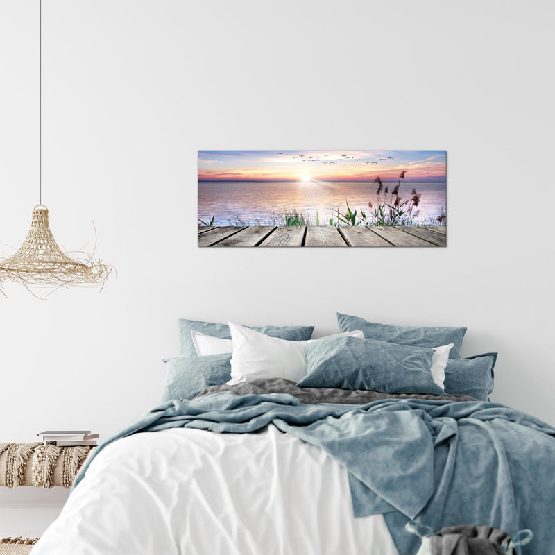 Runa Art Wandbild Blumen Pflanzen 100 x 40 cm Modern Bild auf Vlies Leinwand Grün Wohnzimmer Schlafzimmer Büro Positive Energie 034312a