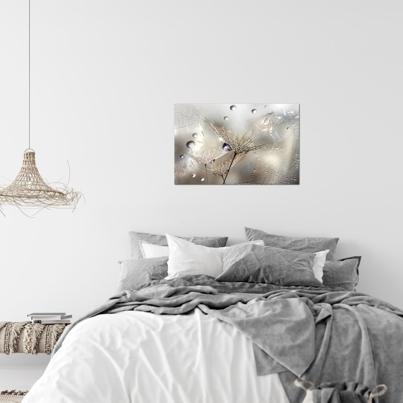 Runa Art Bild Blumen Pusteblumen Modern Wandbilder Wohnzimmer 1 Teilig - Made In Germany - Morgentau Braun Flur 043115a
