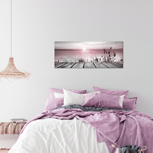 Runa Art Wandbild Blumen Pflanzen 100 x 40 cm Modern Bild auf Vlies Leinwand Rosa Wohnzimmer Schlafzimmer Büro Positive Energie 034312b