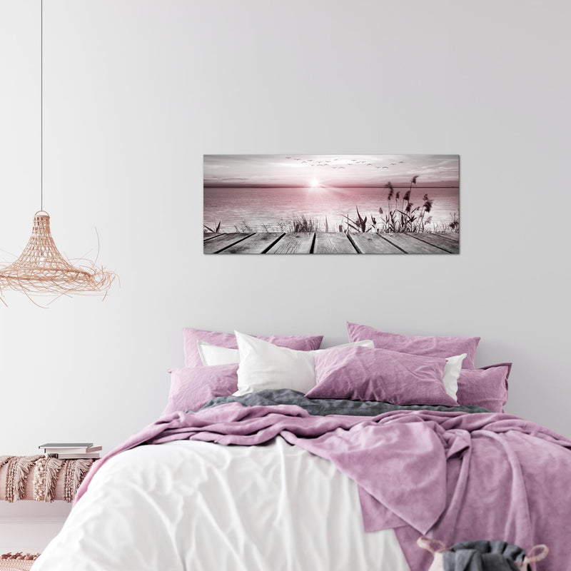 Runa Art Wandbild Blumen Pflanzen 100 x 40 cm Modern Bild auf Vlies Leinwand Rosa Wohnzimmer Schlafzimmer Büro Positive Energie 034312b