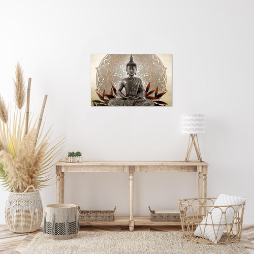 Runa Art Bild Buddha Modern Wandbilder Wohnzimmer Schlafzimmer 1 Teilig - Made In Germany - Feng Shui Beige Braun Flur 031215b