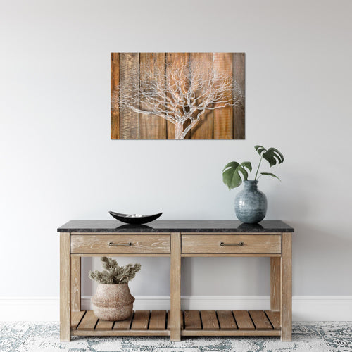 Runa Art Bild Baum Abstrakt Modern Wandbilder Wohnzimmer 1 Teilig - Made In Germany - Holzmotiv Beige Braun Flur 039915a