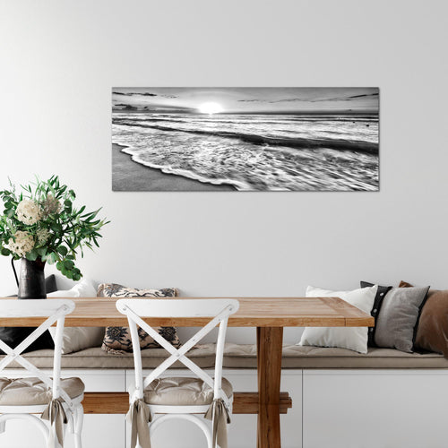 Runa Art Wandbild Landschaft 100 x 40 cm Modern Bild auf Vlies Leinwand Schwarz Wohnzimmer Schlafzimmer Büro Strand 023712c