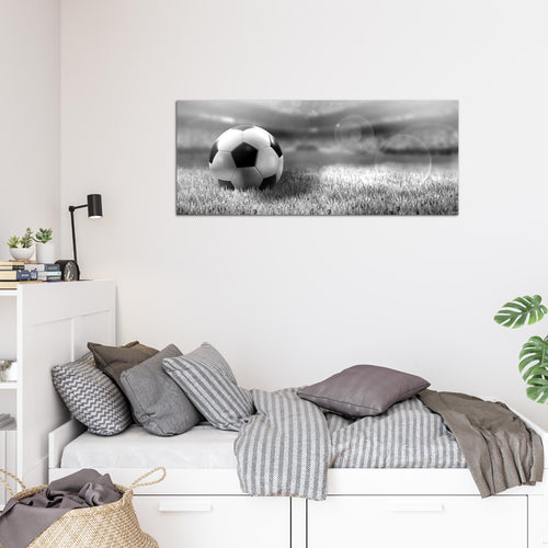 Runa Art Wandbild Fussball 1 Teilig 100 x 40 cm Modern Bild auf Vlies Leinwand Sport Wohnzimmer Schlafzimmer Grau 402412b