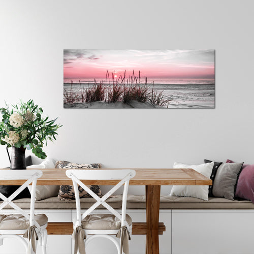 Runa Art Wandbild Landschaft 100 x 40 cm Modern Bild auf Vlies Leinwand Rosa Wohnzimmer Schlafzimmer Büro Strand 043712b