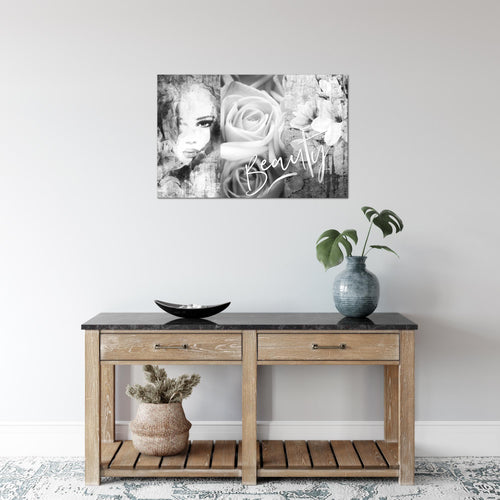 Runa Art Bild Blumen Vintage Modern Wandbilder Wohnzimmer 1 Teilig - Made In Germany - Frau Bunt Flur 039315c