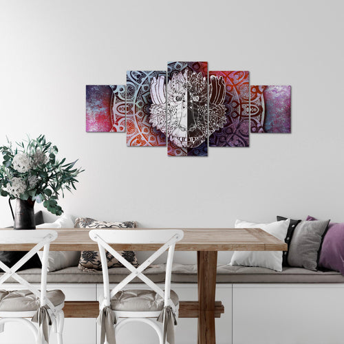 Runa Art Wandbilder Mandala Abstrakt 5 Teilig Bild auf Vlies Leinwand Deko Wohnzimmer Schlafzimmer Orientalisch Lila Violett 040152b
