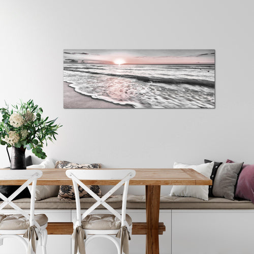 Runa Art Wandbild Landschaft 100 x 40 cm Modern Bild auf Vlies Leinwand Rosa Wohnzimmer Schlafzimmer Büro Strand 023712b