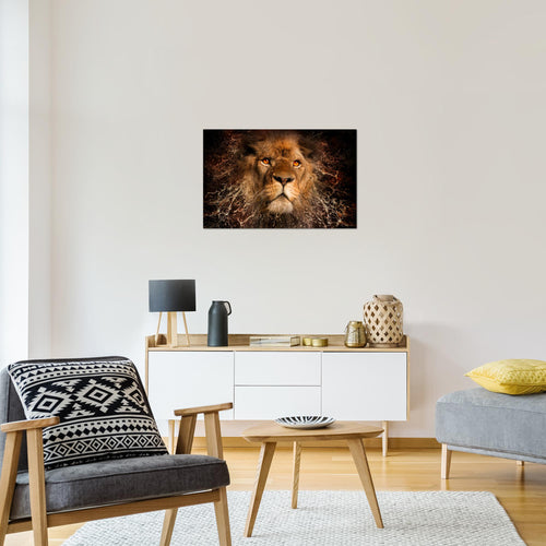 Runa Art Bild Afrika Löwe Modern Wandbilder Wohnzimmer Schlafzimmer 1 Teilig - Made In Germany - Abstrakt Tiere Schwarz Gold Flur 040715a