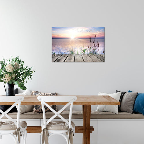 Runa Art Bild Brücke Am See Modern Wandbilder Wohnzimmer Schlafzimmer 1 Teilig - Made In Germany - Panorama Bunt Flur 034315a