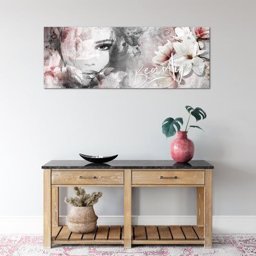 Runa Art Wandbild Blumen Vintage 1 Teilig 100 x 40 cm Modern Bild auf Vlies Leinwand Frau Wohnzimmer Bunt 039312a