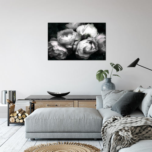Runa Art Bild Blumen Rosen Modern Wandbilder Wohnzimmer 1 Teilig - Made In Germany - Vintage Schwarz Bunt Flur 039115c