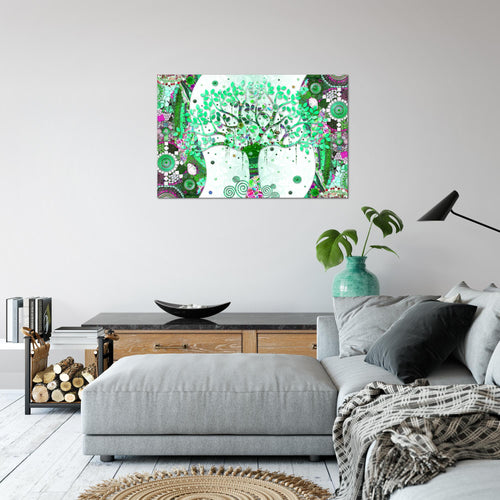 Runa Art Bild Modern Wandbilder Wohnzimmer Schlafzimmer 1 Teilig - Made In Germany - Gustav Klimt - Baum des Lebens Grün Flur 004615b