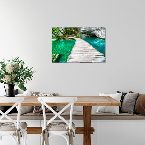 Runa Art Bild Landschaft Brücke Modern Wandbilder Schlafzimmer Wohnzimmer 1 Teilig - Made In Germany - Natur Grün Beige Flur 607415b