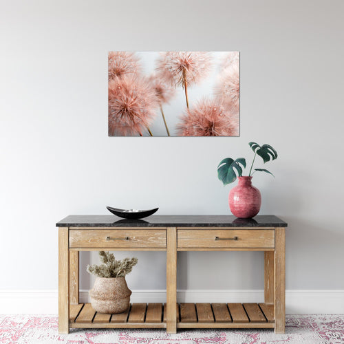 Runa Art Bild Blumen Pusteblumen Modern Wandbilder Wohnzimmer 1 Teilig - Made In Germany - Natur Grau Rosa Flur 042015a