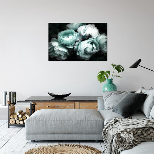 Runa Art Bild Blumen Rosen Modern Wandbilder Wohnzimmer 1 Teilig - Made In Germany - Vintage Schwarz Bunt Flur 039115b