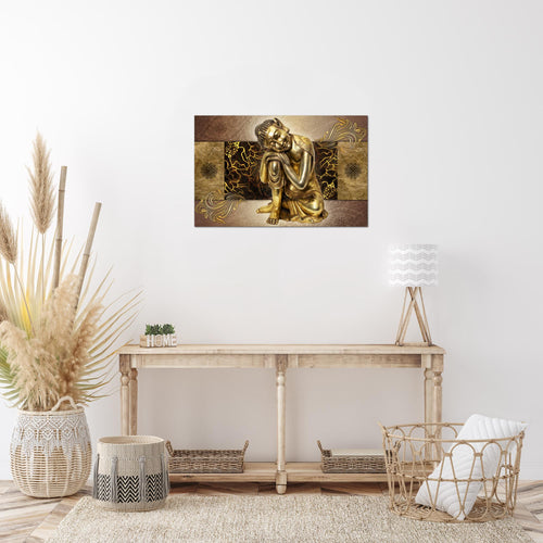 Runa Art Bild Buddha Zen Modern Wandbilder Wohnzimmer Schlafzimmer 1 Teilig - Made In Germany - Feng Shui Gold Flur 041315a
