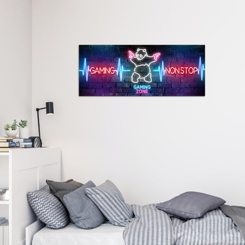 Runa Art Wandbild Spielkonsole Gaming 100 x 40 cm Modern Bild auf Vlies Leinwand Jugendzimmer Teenager Kinderzimmer Bunt 045012a