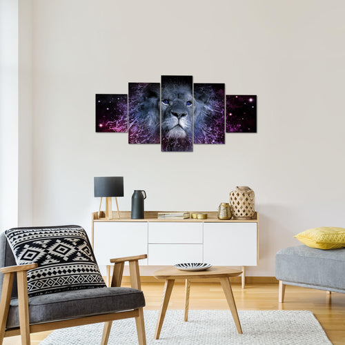 Runa Art Wandbilder Sternzeichen Löwe 5 Teilig Bild auf Vlies Leinwand Deko Wohnzimmer Schlafzimmer Abstrakt Tiere Lila 040752c