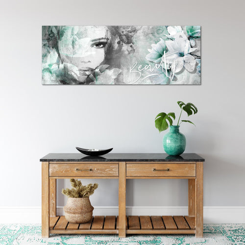 Runa Art Wandbild Blumen Vintage 1 Teilig 100 x 40 cm Modern Bild auf Vlies Leinwand Frau Wohnzimmer Bunt 039312b