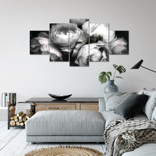 Runa Art Wandbilder Blumen Rosen 5 Teilig Bild auf Vlies Leinwand Deko Wohnzimmer Vintage Schwarz Bunt 039152c