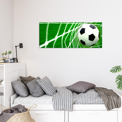 Runa Art Wandbild Fussball 1 Teilig 100 x 40 cm Modern Bild auf Vlies Leinwand Sport Wohnzimmer Schlafzimmer Grün 611412a