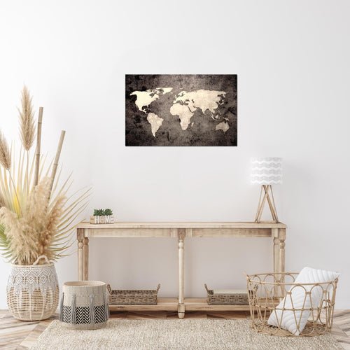 Runa Art Bild Weltkarte Modern Wandbilder Wohnzimmer Büro 1 Teilig - Made In Germany - Vintage Antik Braun Flur 101715c